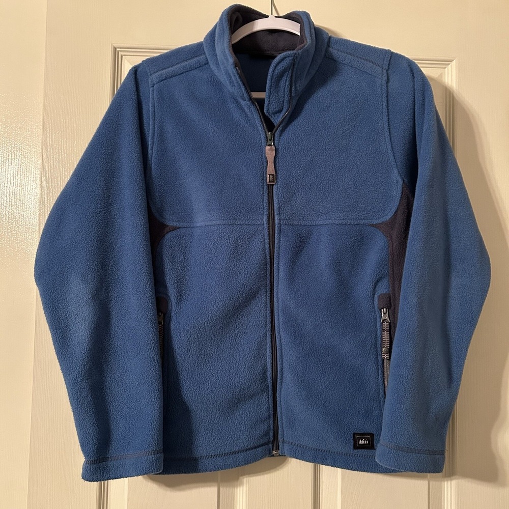 REI Fleece‎ Jacket Women's Med Blue Full Zip Fuzzy Soft Outdoor. Youth XL 14-16